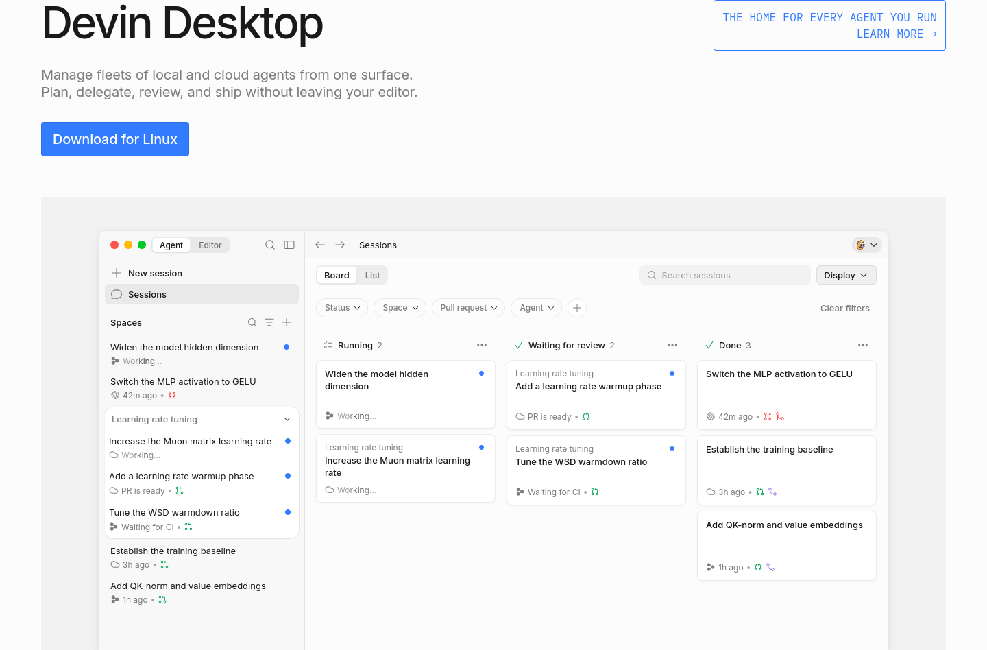 screenshot of Devin desktop