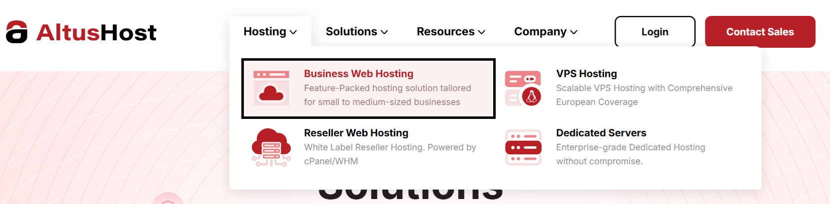 AltusHost B.V. Business Web Hosting Page
