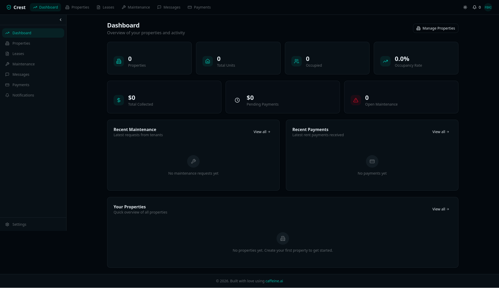 screenshot of Project's dashboard