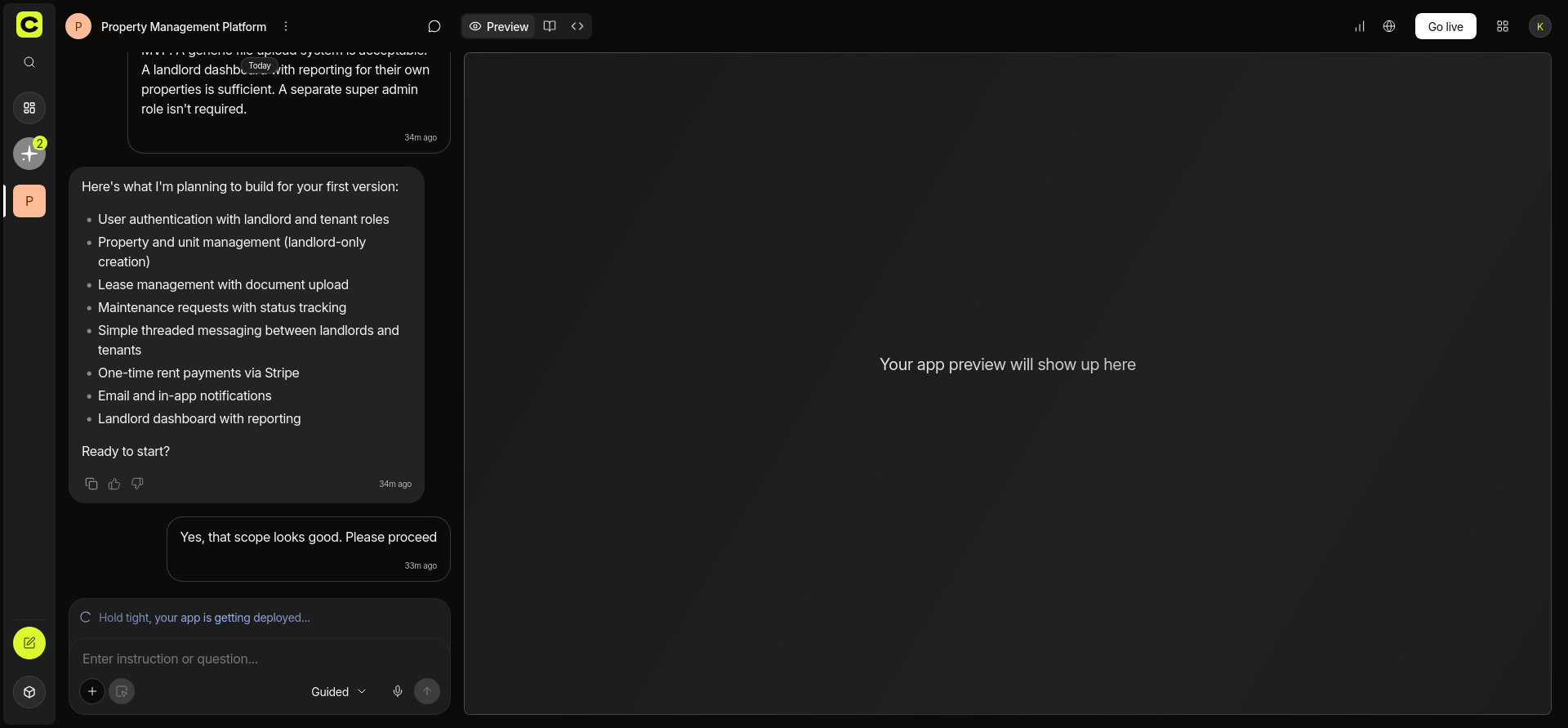 screenshot of the AI chat conversation