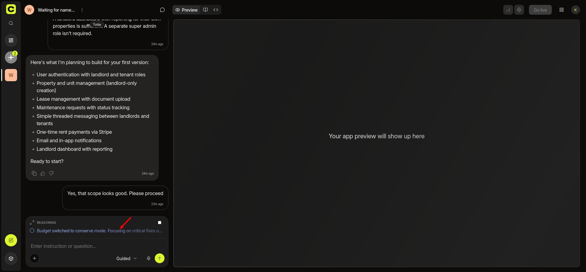 screenshot of the AI chat conversation
