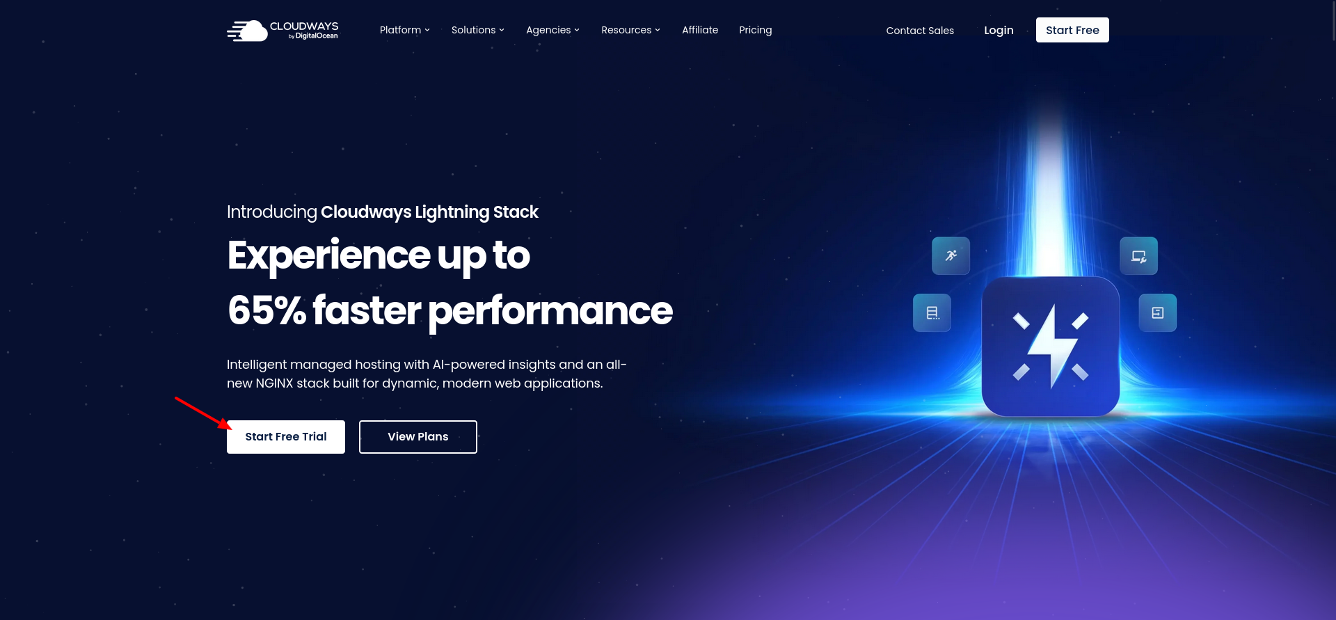 screenshot of Start Free Trial button