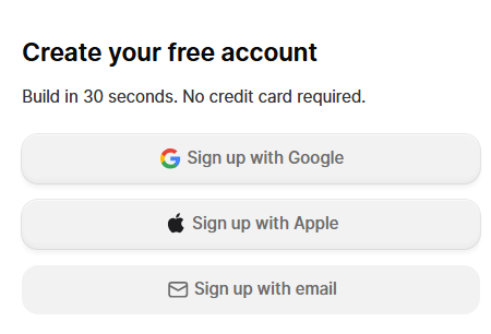 Durable account signup options