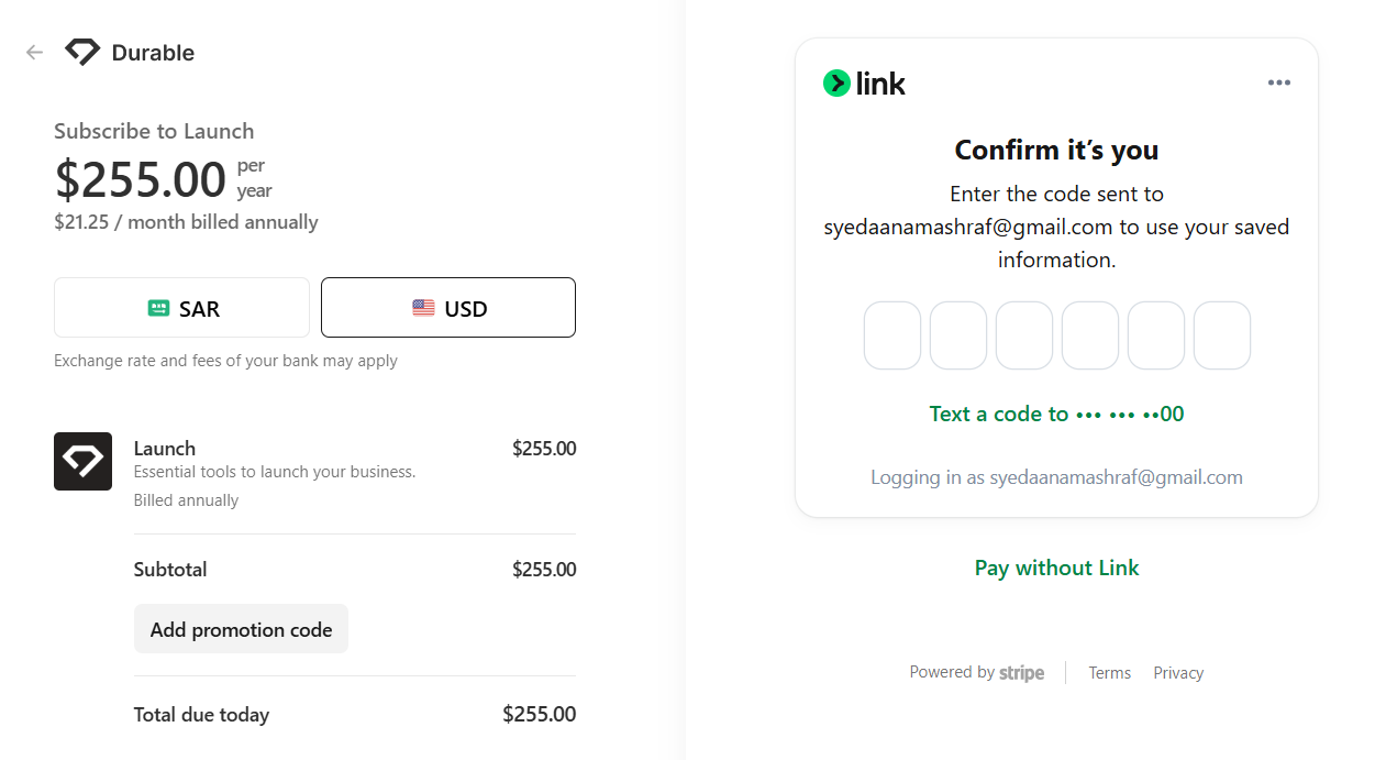Durable checkout promotion code field