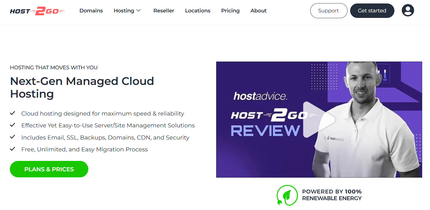 Host2Go coupon code selection page