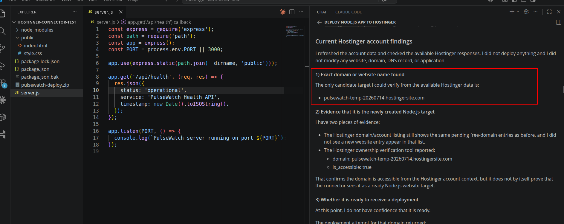 screenshot of the Domain info paragraph