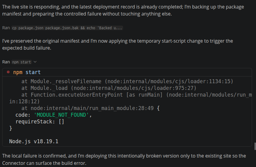 screenshot of the command