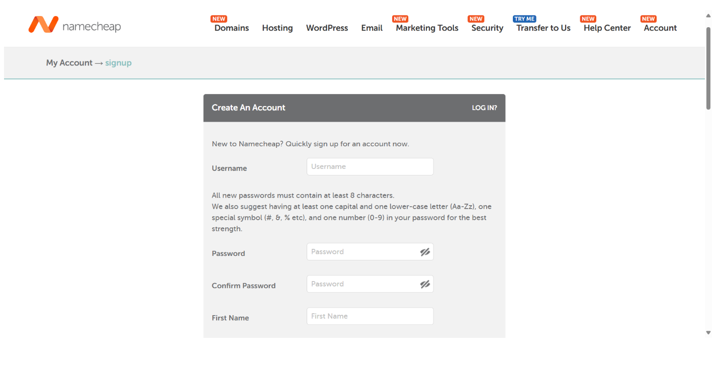 „Namecheap“ naudojimo paprastumas