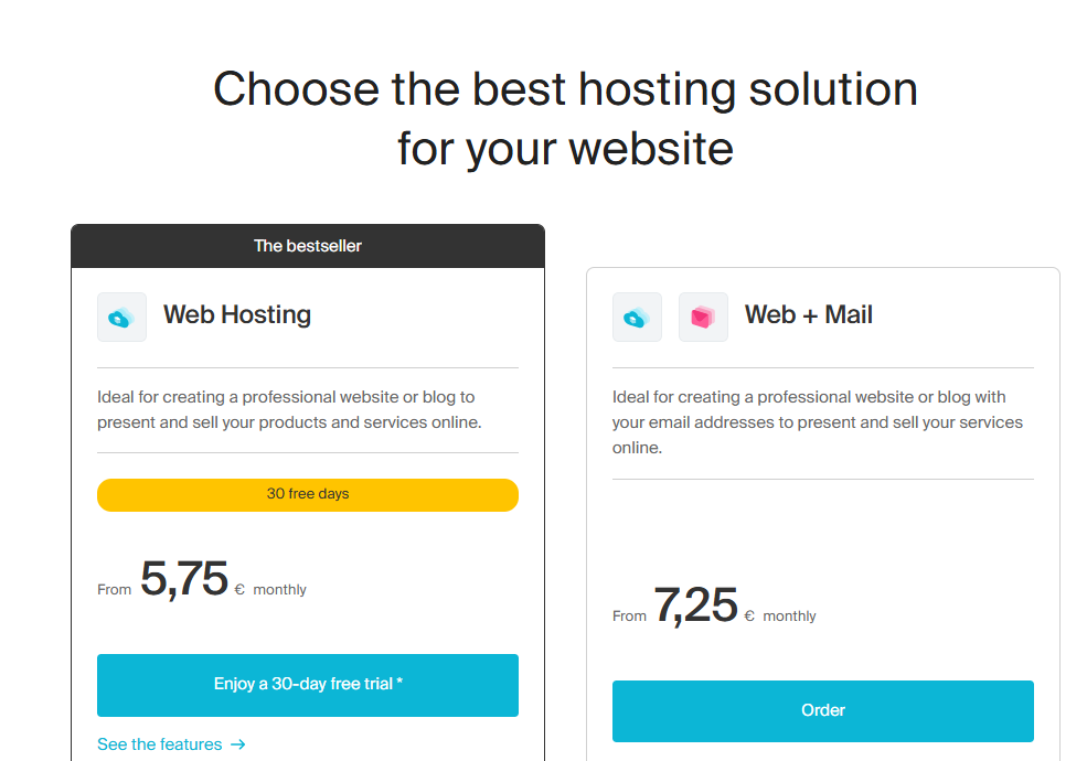 Infomaniak web hosting plan options