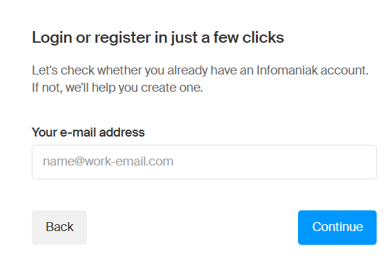 Infomaniak account creation and sign-in page