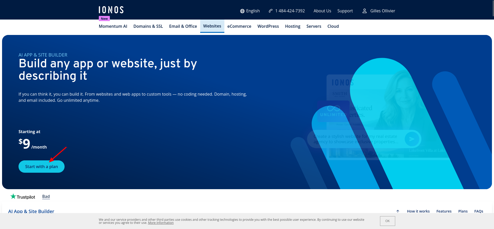 screenshot of 'Start with a plan' button