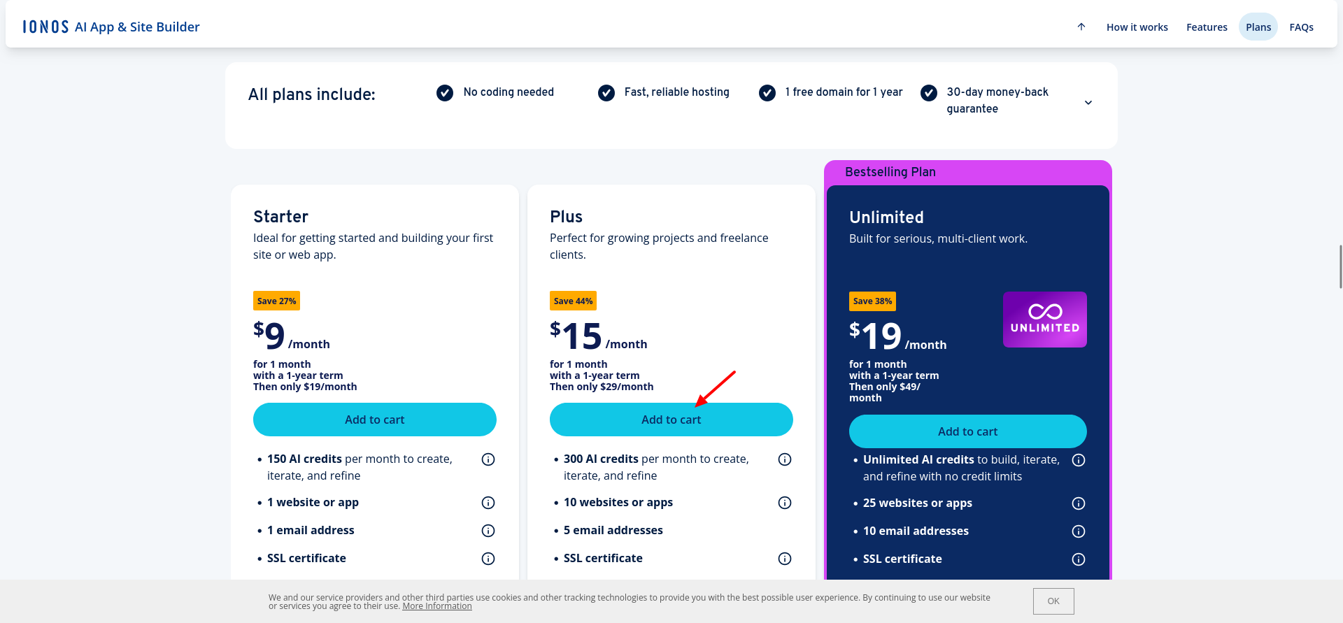 screenshot of 'Add to cart' button