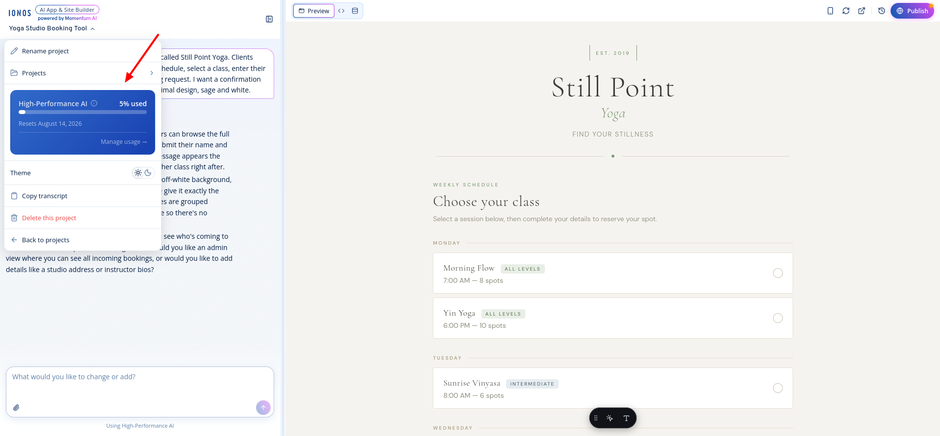 screenshot of the 'High-Performance AI' tab