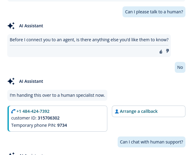 screenshot of the AI Assistant conversation