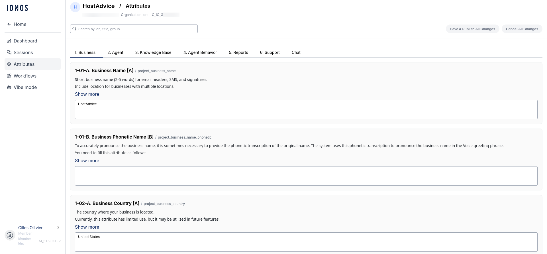 IONOS AI Receptionist executive summary metrics dashboard