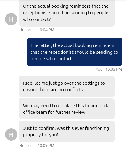 IONOS live chat follow-up on SMS configuration issue