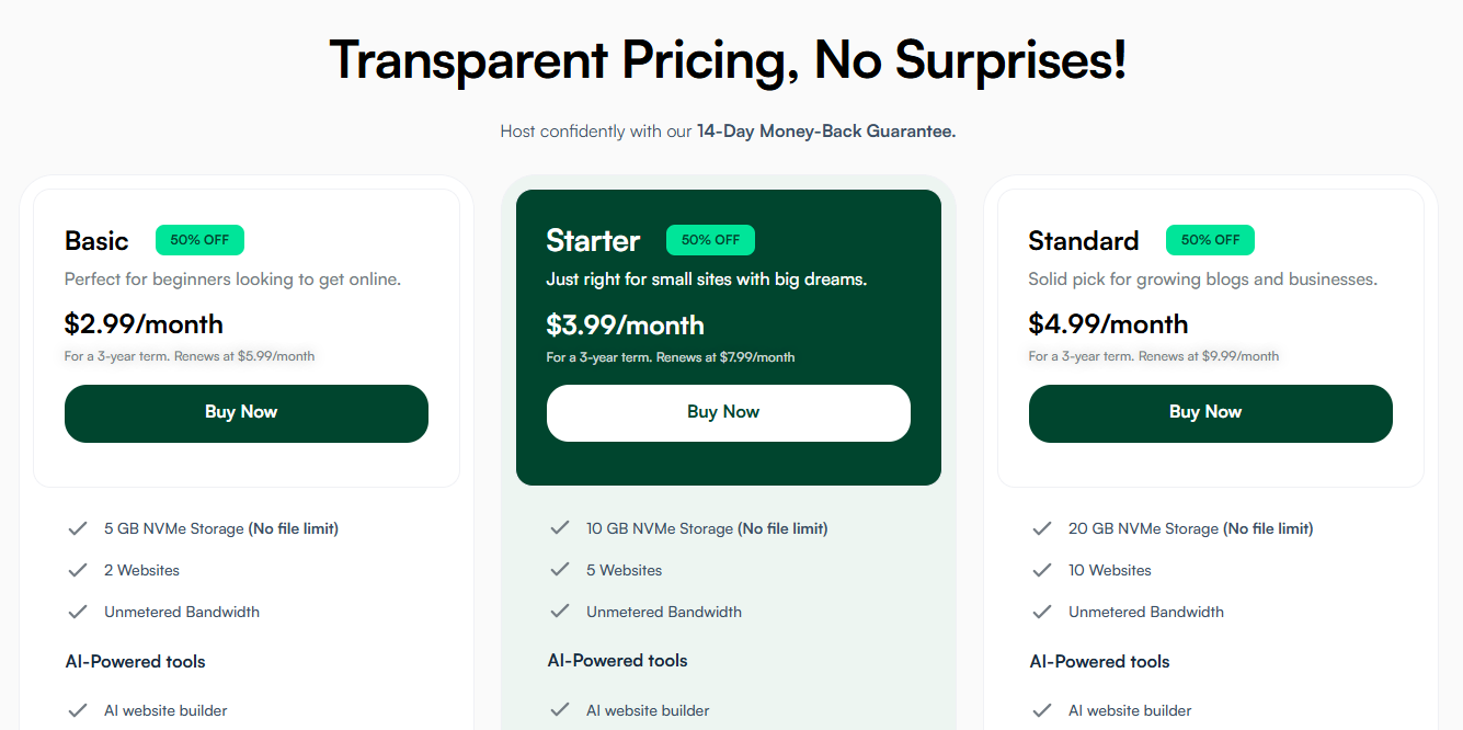 Hostingové plány SatisfyHost Web Hosting