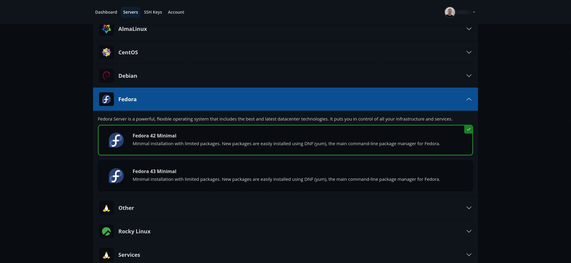 screenshot of list of OS supported