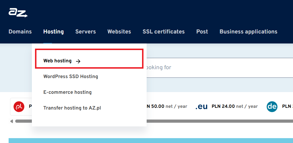 AZ.pl web hosting services and plans