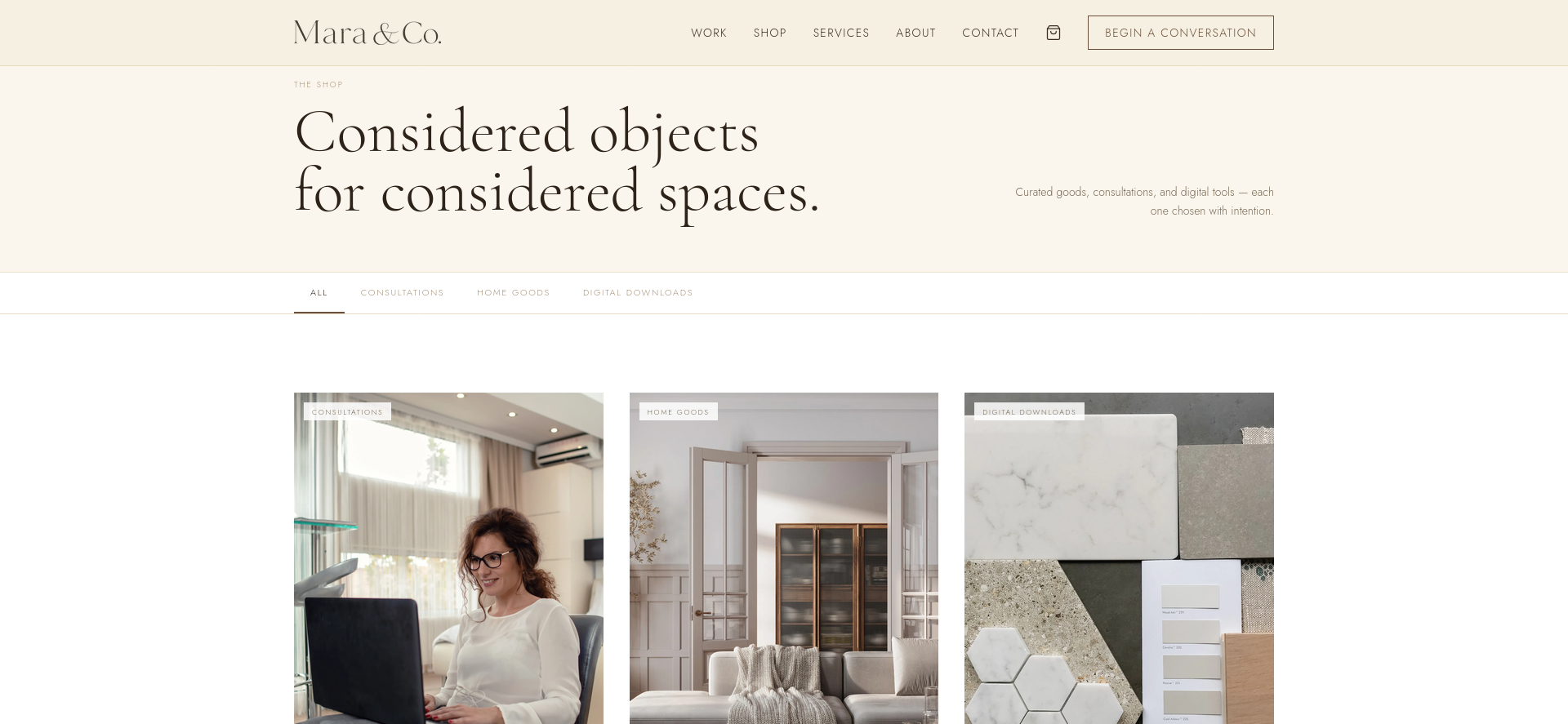 screenshot of the created website