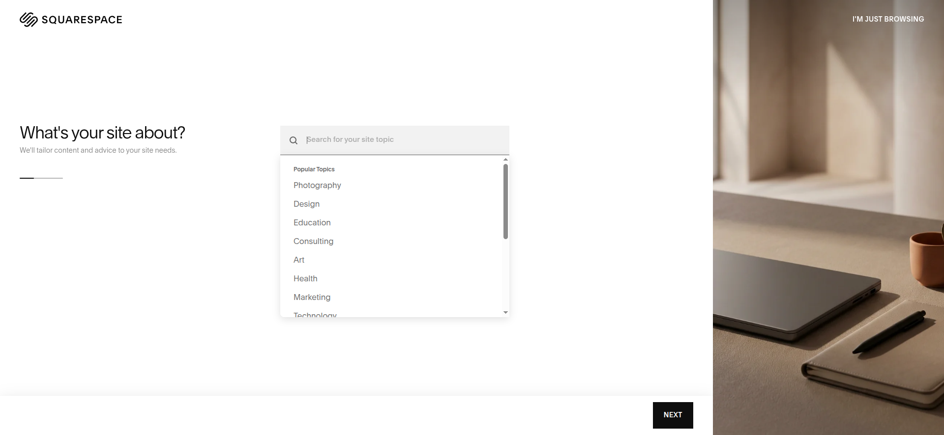 screenshot of Squarespace AI Builder