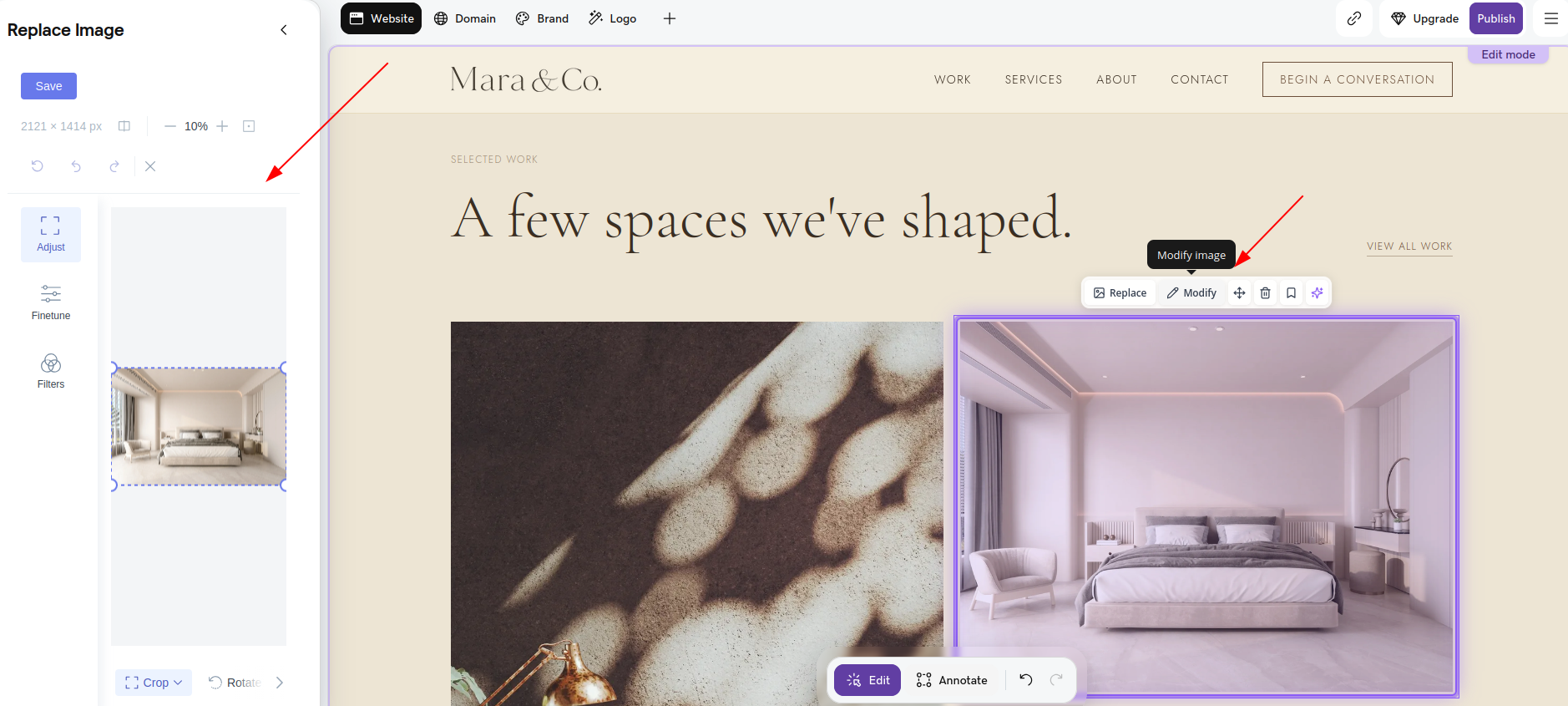 screenshot of the Image editor