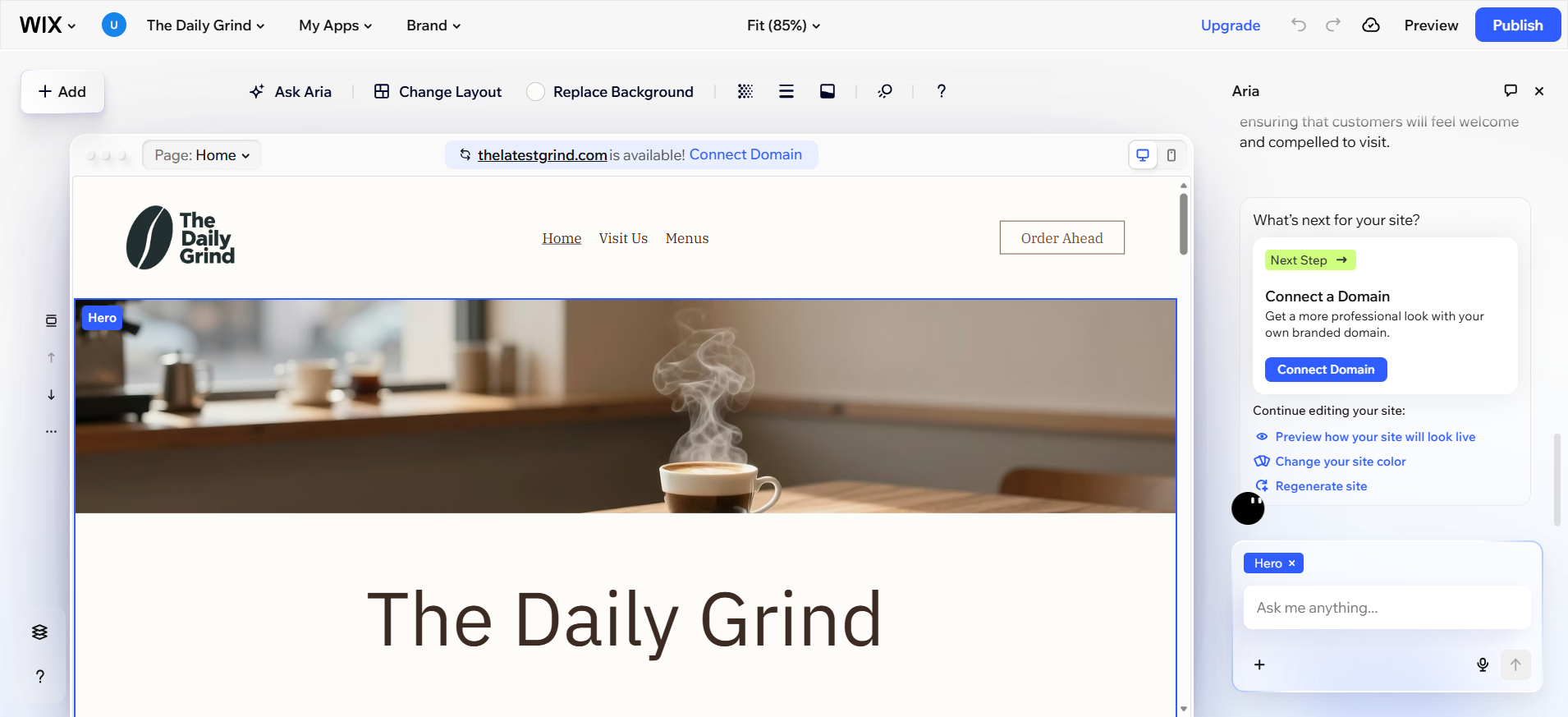 screenshot of homepage editor