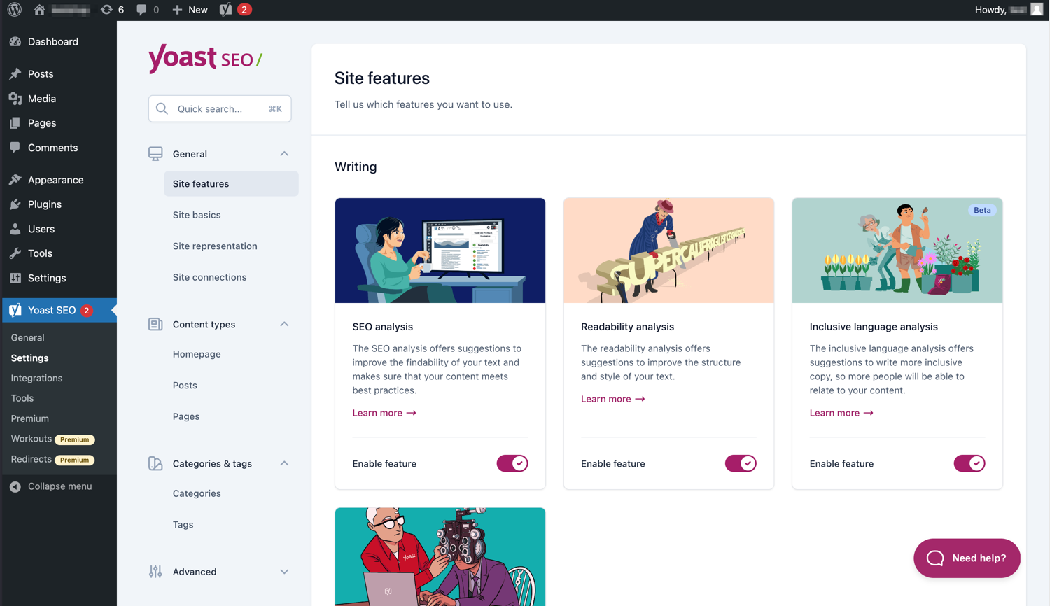 screenshot of Yoast SEO tab