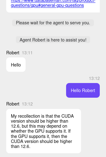 screenshot of the Live Chat conversation with agent Robert