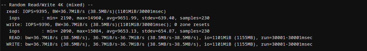 Hostinger Laravel VPS random 4K mixed disk I/O benchmark results