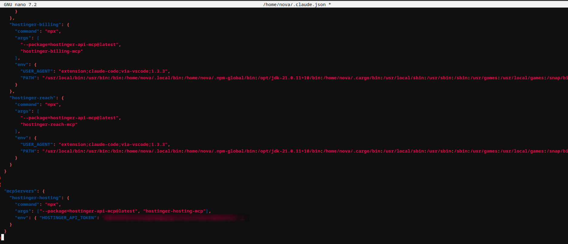 Claude Code MCP configuration file showing corrected JSON structure
