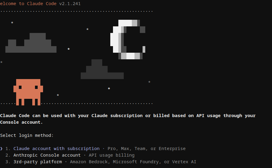 Claude Code sign-in screen during Hostinger MCP setup