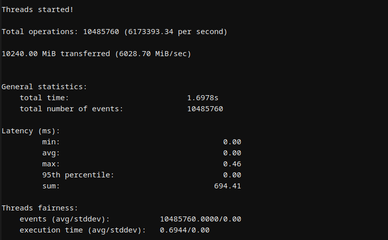Hostinger Odoo VPS memory sequential write benchmark results
