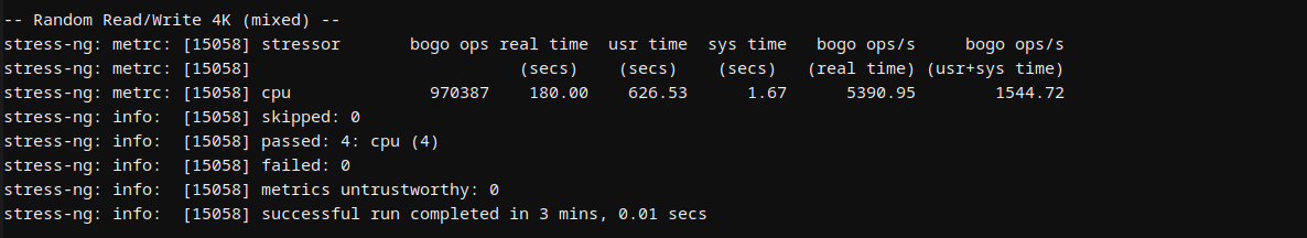 Hostinger Odoo VPS random 4K mixed disk I/O benchmark results