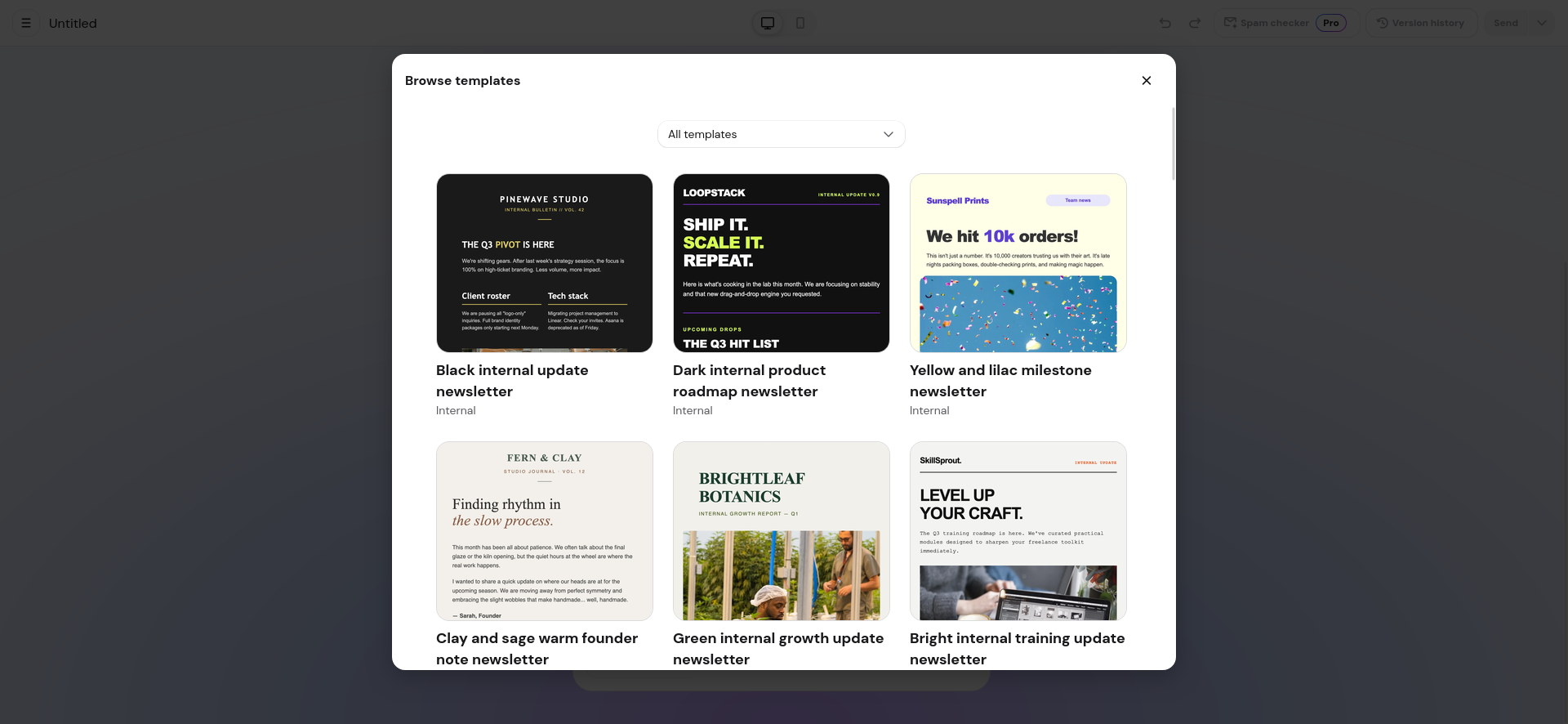 Hostinger Reach pre-built email templates gallery