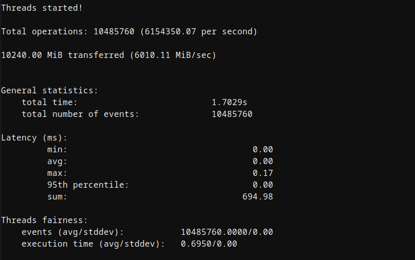 Hostinger Ubuntu VPS sequential memory write benchmark results