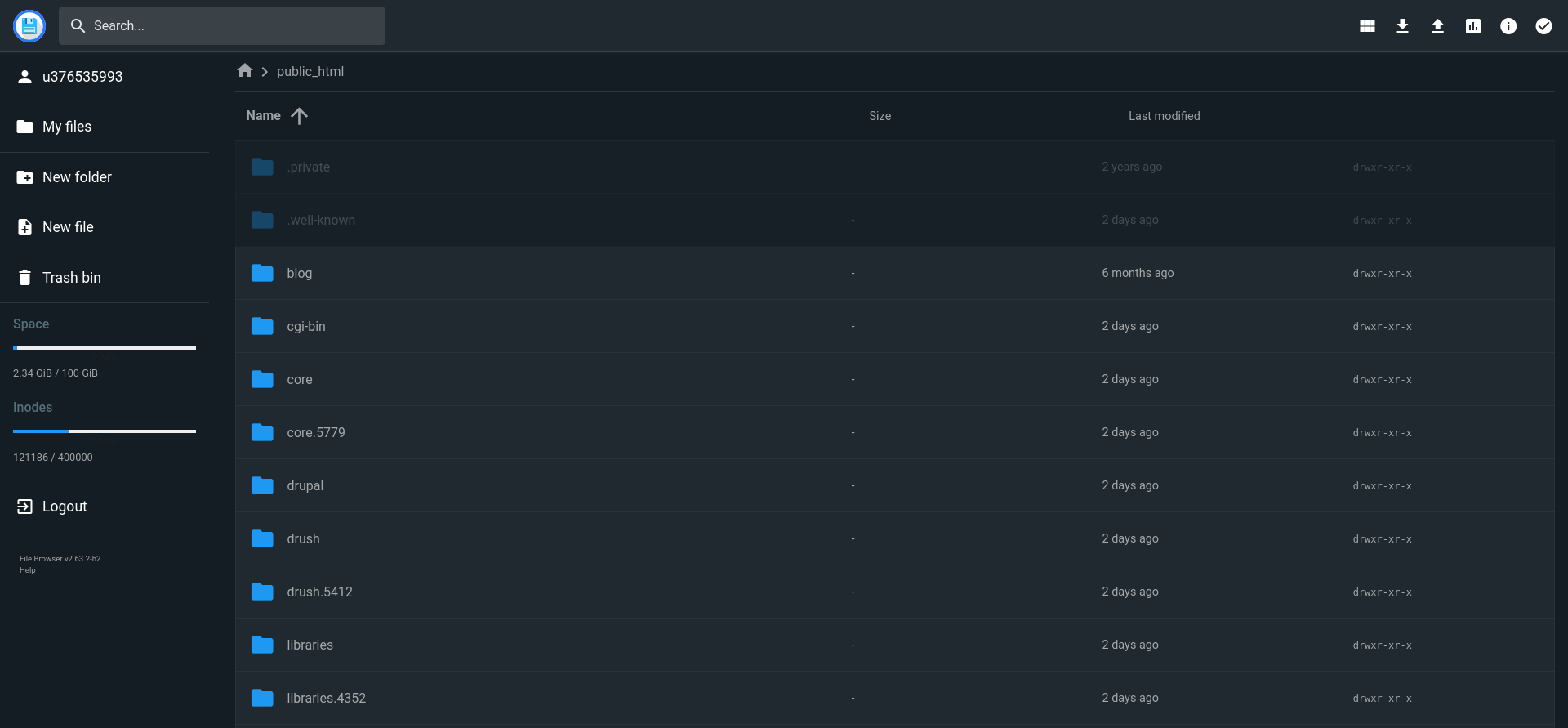 Hostinger hPanel File Manager showing website files uploaded for a manual migration