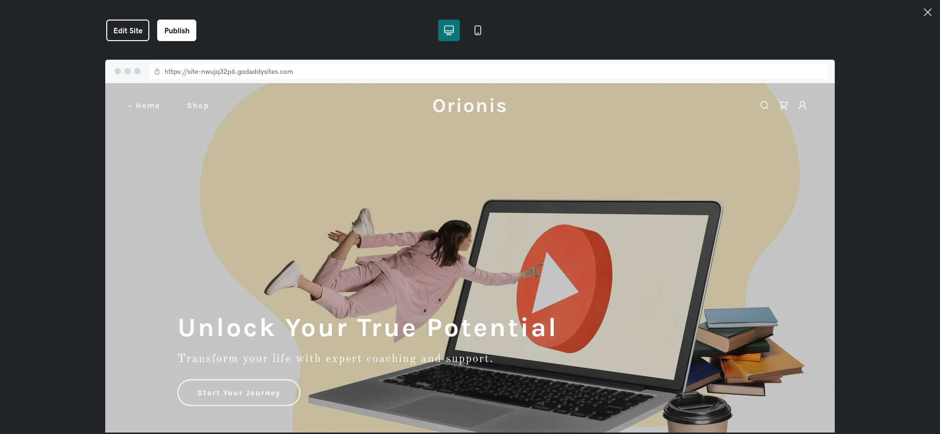 GoDaddy Website Builder generated Orionis life coaching website
