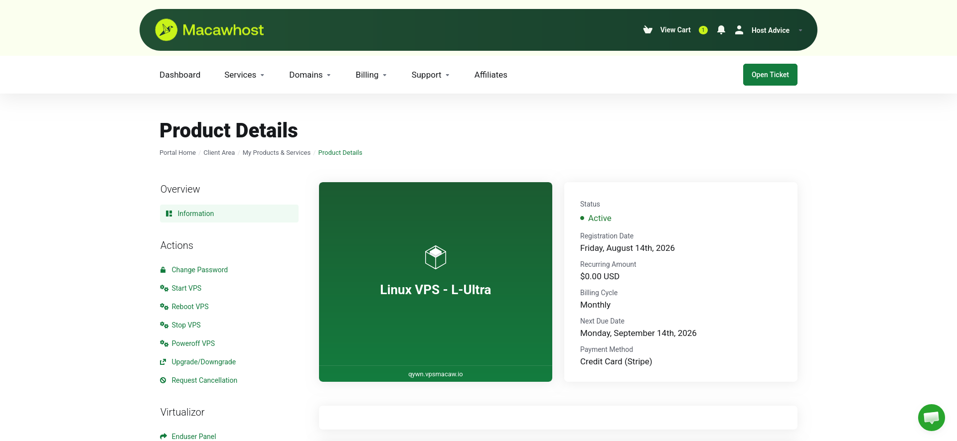 screenshot of the Product Details