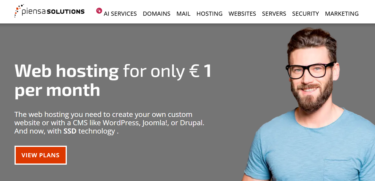 Υπηρεσίες του ιστότοπου της Piensa Solutions και επιλογή Web Hosting