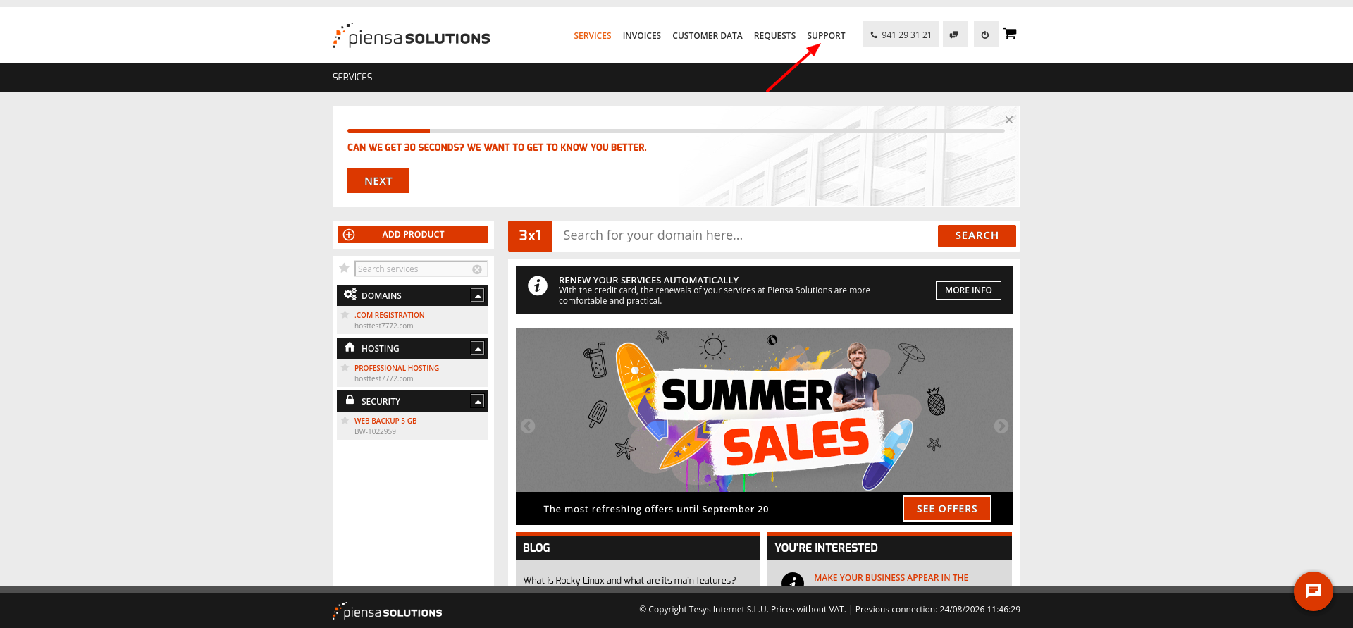 Piensa Solutions support knowledge base homepage