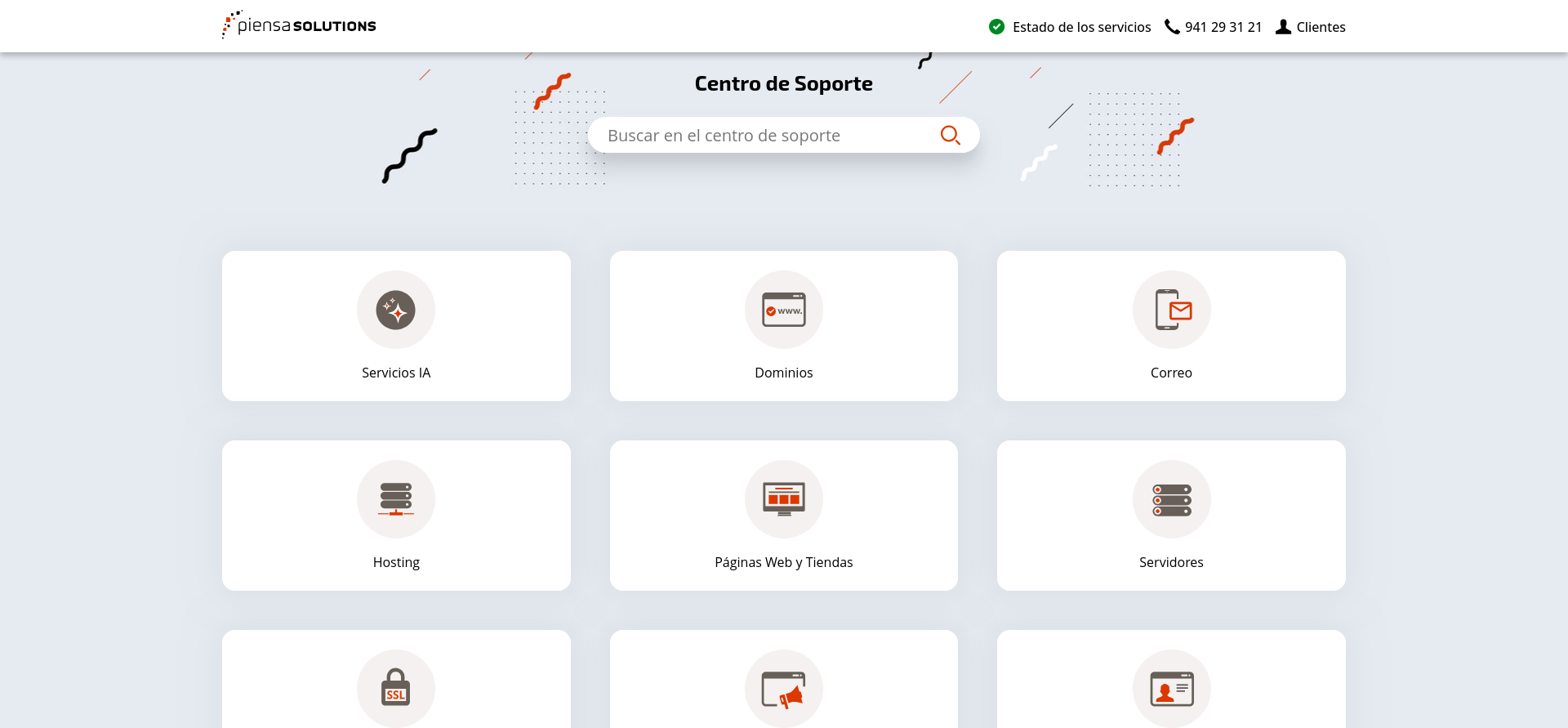 Piensa Solutions knowledge base support categories