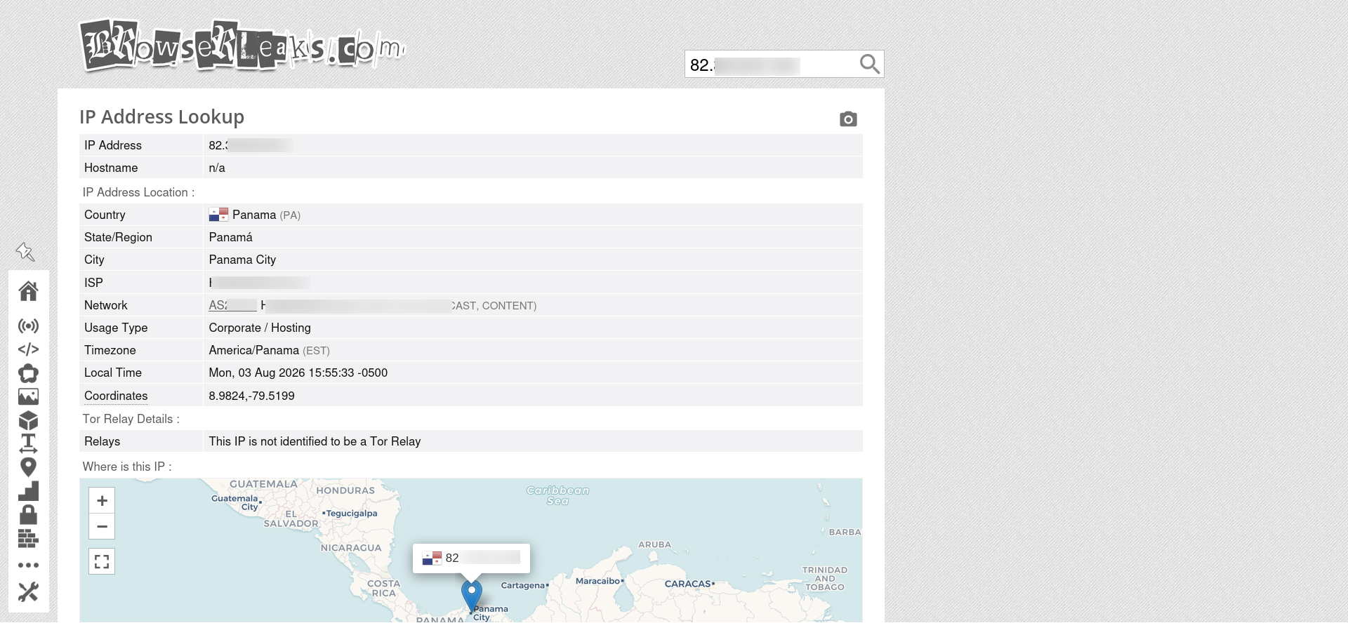 Proxys.io US IPv4 proxy geolocation test results