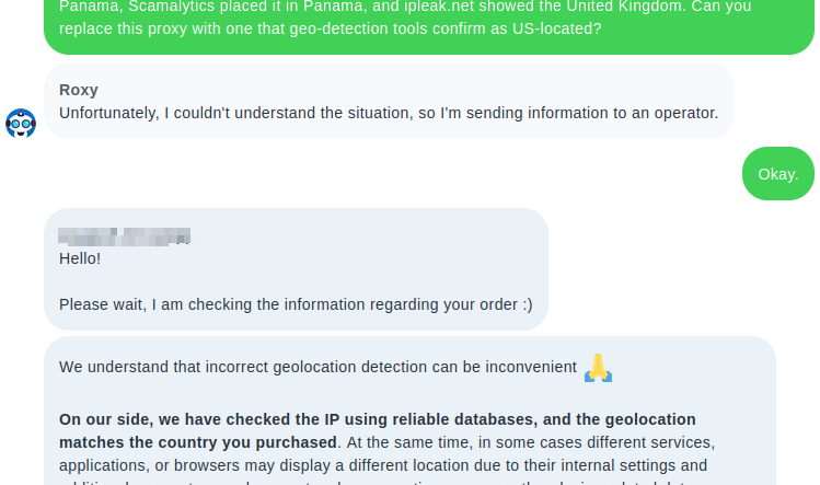 Proxys.io live chat geolocation replacement request