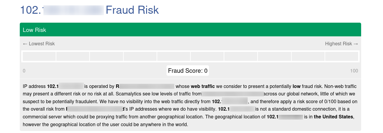 Proxys.io replacement US proxy Scamalytics fraud score