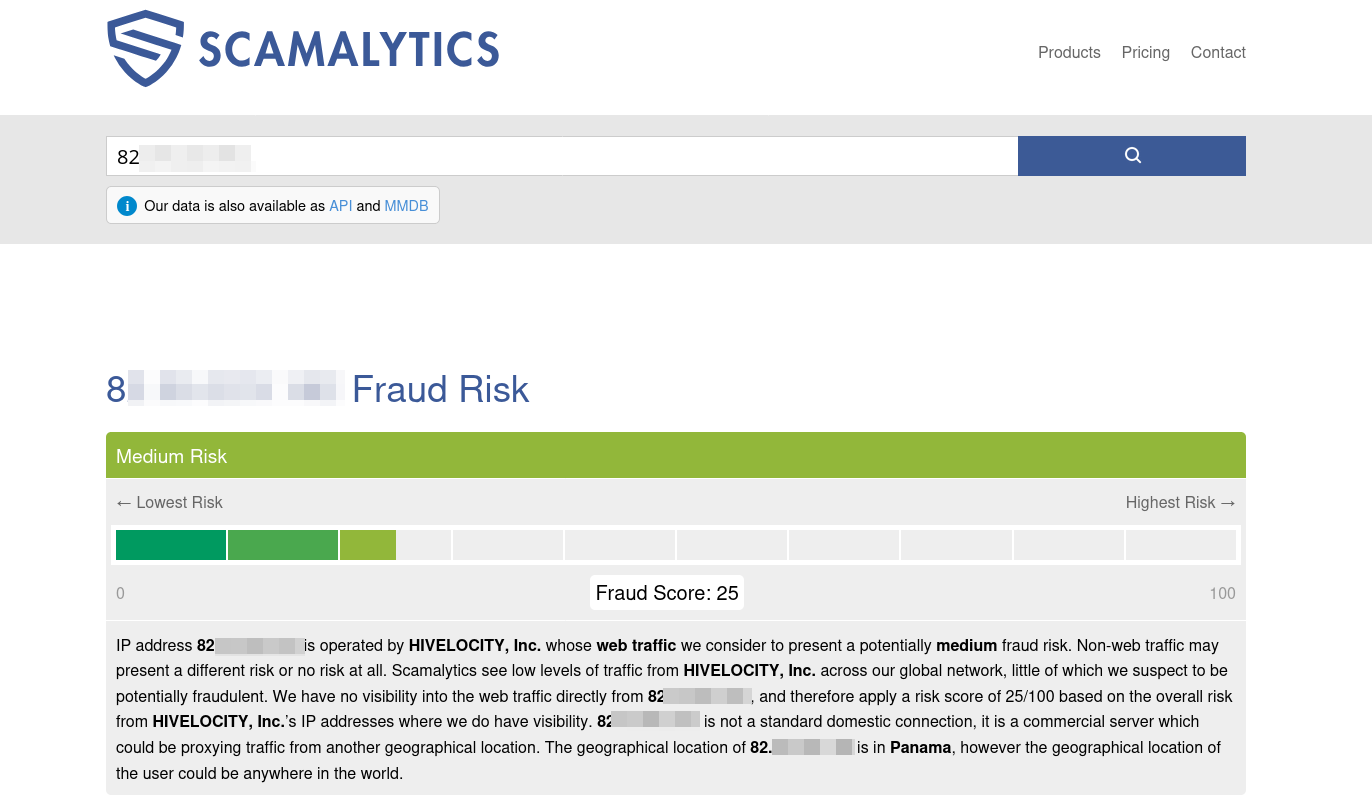 Proxys.io US IPv4 Scamalytics fraud score