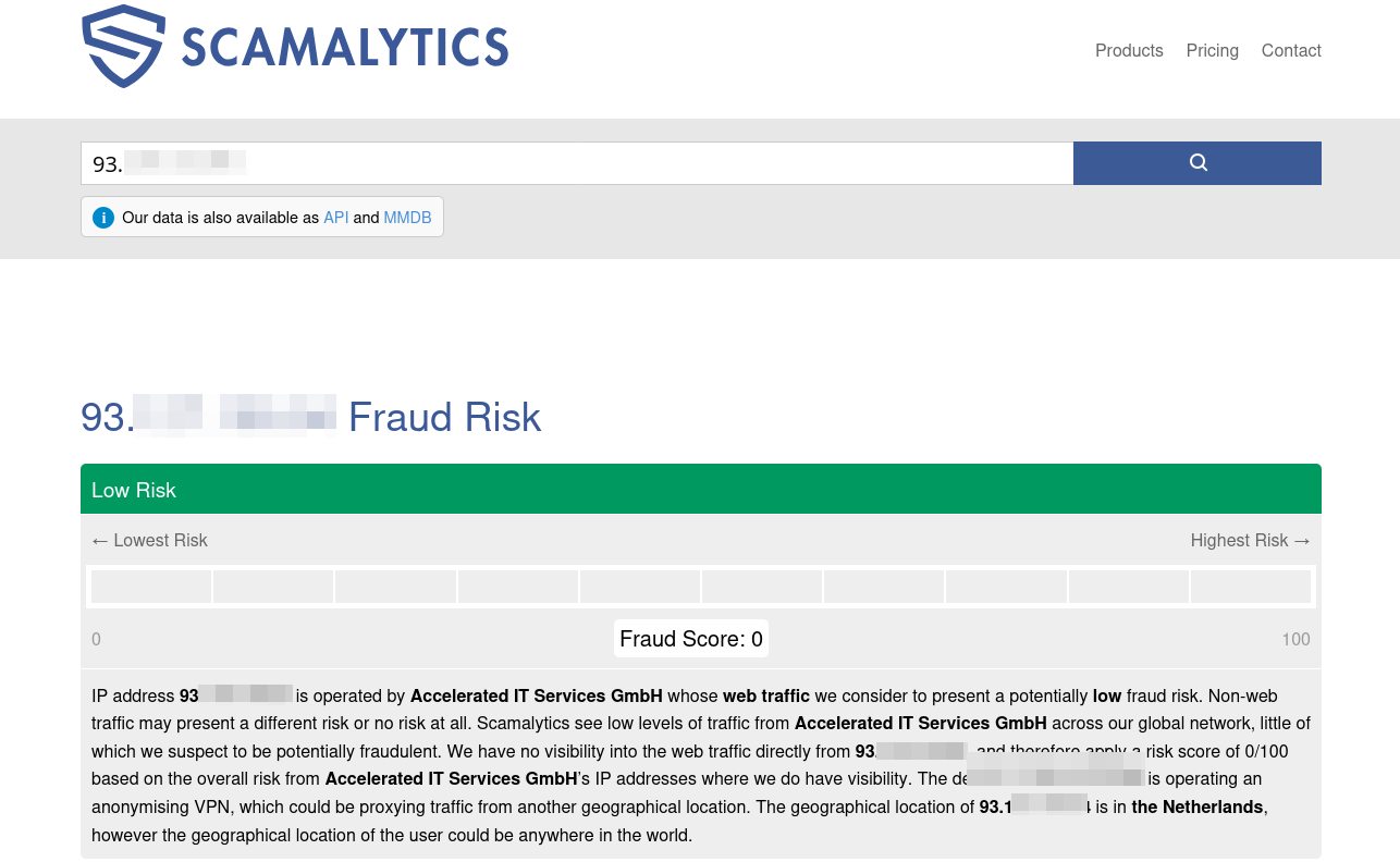 Proxys.io Germany proxy Scamalytics fraud score