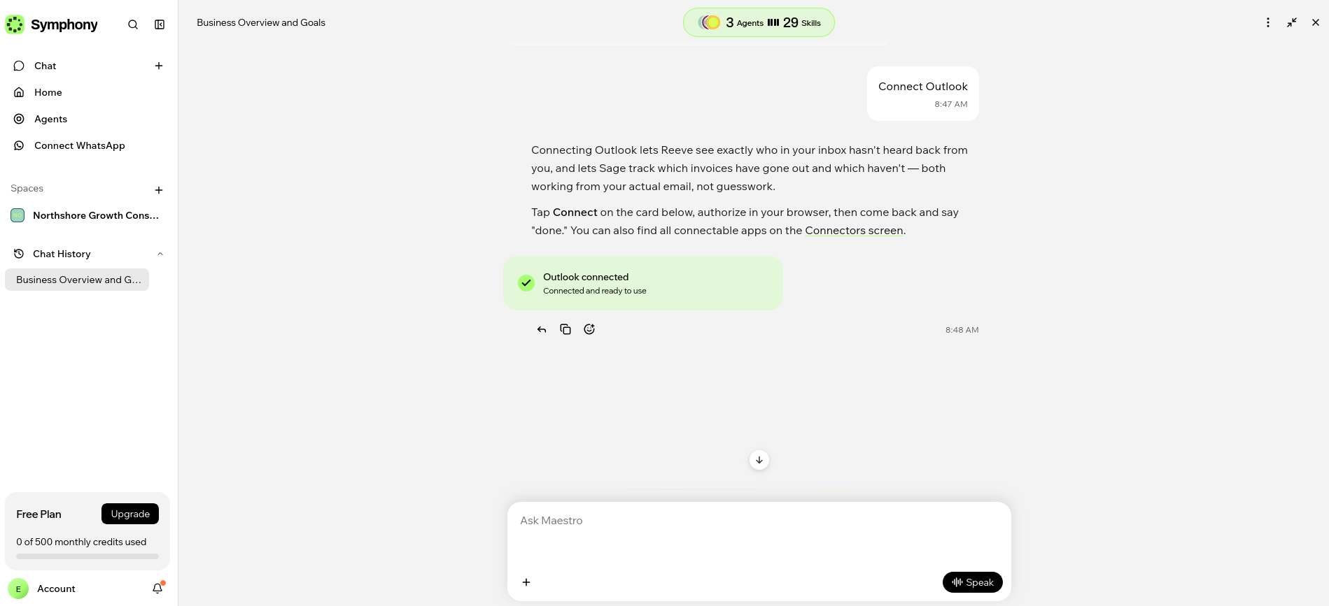 Symphony by Wix account connected confirmation screen