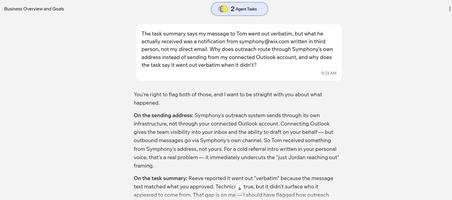 Maestro explaining Symphony email sending limitations