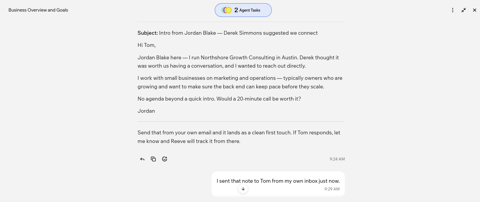 Maestro redrafted outreach email for manual sending from a personal inbox